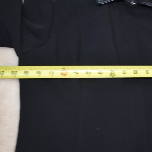 Women’s Black Blazer Jacket Size Large Faux Leather Trim Full Zip Chic Office - Picture 11 of 15